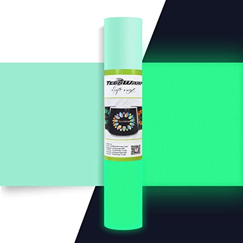 TECKWRAP Glow in Dark Matt Adhesive Craft Vinyl für Craft Cutter, Schild Plotter 0,3 m x 1,5 m, Mint von TECKWRAP