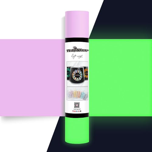 TECKWRAP Glow in Dark Matt selbstklebendes Bastel-Vinyl für Bastelschneider, Schild-Plotter, 0,3 m x 1,5 m, Fliederviolett von TECKWRAP