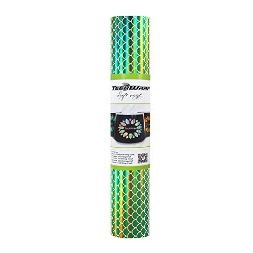 TECKWRAP Holografisches Mosaik-Mosaik-Design, Chrom, Vinyl, 30 x 152 cm, Drachengrün von TECKWRAP