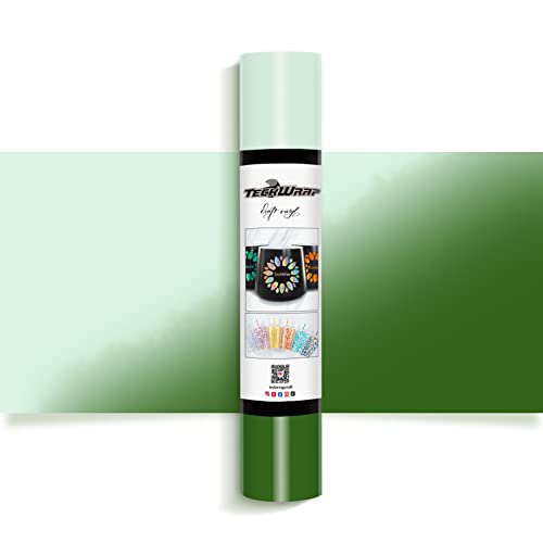 TECKWRAP Kaltfarbwechselndes Vinyl, kältempfindlich, für DIY-Aufkleber, Aufkleber, Tassen, Wasserflaschen, selbstklebendes permanentes Vinyl, 30,5 cm x 15,7 m, weiß bis grün von TECKWRAP