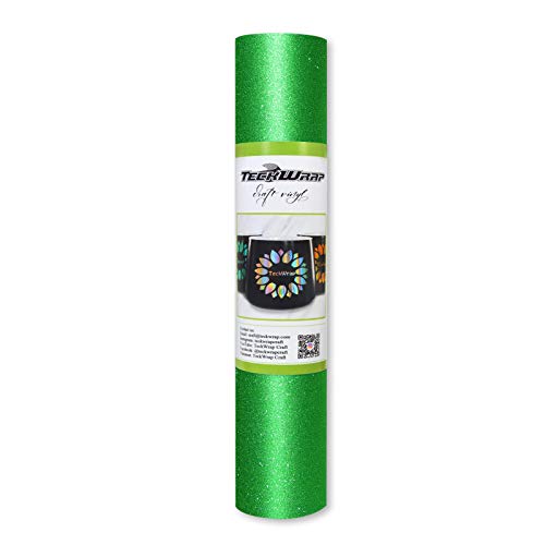 TECKWRAP Shimmer Vinyl Glitter Adhesive Craft Vinyl, 0,3 x 1,5 m, Apfelgrün von TECKWRAP