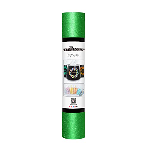 TECKWRAP Shimmer Vinyl Glitter Adhesive Craft Vinyl, 0,3 x 1,5 m, Apfelgrün von TECKWRAP