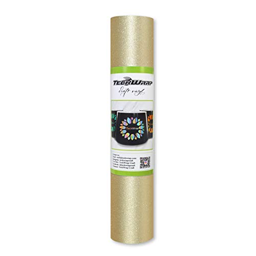 TECKWRAP Shimmer Vinyl Glitter Adhesive Craft Vinyl, 0,3 x 1,5 m, Champagner-Gold von TECKWRAP