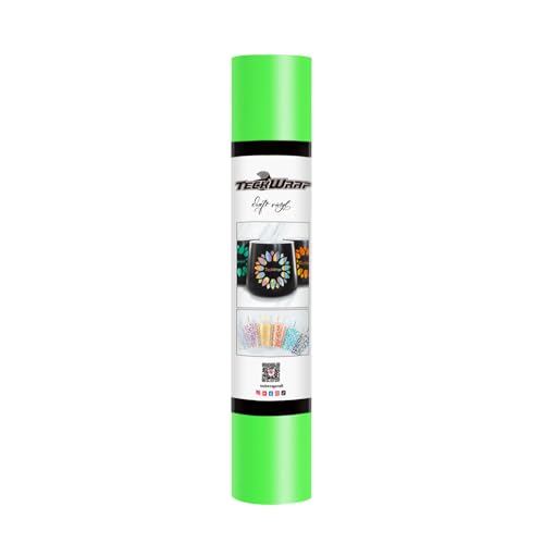 TECKWRAP Matte selbstklebende Vinyl-Aufkleberrolle, 0,3 m x 1,5 m, mattes Neongrün von TECKWRAP