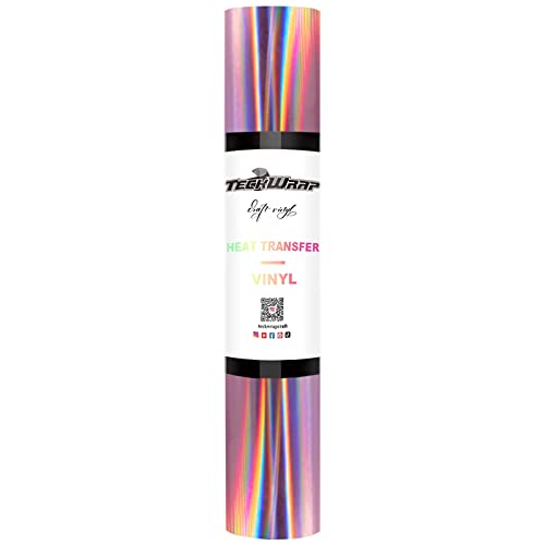 TECKWRAP Weiche Metallic Holographische Wärmetransferfolie Rolle - Glänzend Regenbogen HTV Bügelfolie Chrom Flex Folie 152cm x 30cm (Roségold) von TECKWRAP