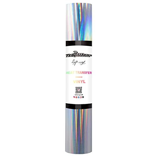 TECKWRAP Weiche Metallic Holographische Wärmetransferfolie Rolle - Glänzend Regenbogen HTV Bügelfolie Chrom Flex Folie 152cm x 30cm (Regenbogen Silber) von TECKWRAP