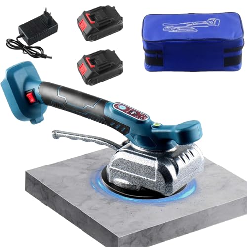 Fliesenlegegerät Fliesenleger Maschine Elektrischer Fliesen Vibrator mit 2 Akkus & Ladegerät, 130x130mm Saugnapf 5 Stufen Tragkraft 100kg, Geeignet für 39 Zoll Fliesen von TECKZOON