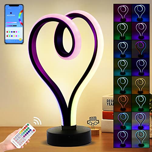 LED Nachttischlampe, RGB Nachttischleuchte Modern, Spiral Design Tischleuchte Fernbedienung Dimmbar, APP Steuerung, Musik Dynamisch Tischlampe für Schlafzimmer,Wohnzimmer, Heimdeko,Atmosphäre,Geschenk von TECKZOON