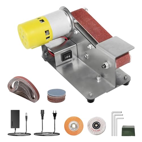 TECKZOON Mini Bandschleifer, 7-Stufig Einstellbarer Tischschleifer Polierer mit Kupfermotor für Holz, Metall, Schmuck, DIY von TECKZOON