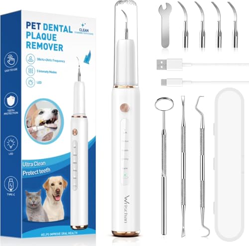 TECKZOON Professioneller Zahnsteinentferner Zahnreinigung Set für Hunde & Katzen – 5 einstellbare Modi, 4 austauschbare Köpfe mit LED-Licht | Effektive Zahnstein-Entfernung & Sanfte Reinigung von TECKZOON