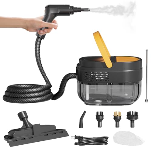 Tragbarer Dampfreiniger, 2500W Dampfreiniger Handgerät mit 1600ml Wassertank, Hochdruck Dampfreiniger 3 Bar, Handdampfreiniger mit 3 Bürstenköpfen für Küchenmöbel, Badezimmer, Auto, Boden, Sofa Tragbarer Dampfreiniger, 2500W Dampfreiniger Handgerät mit 1600ml Wassertank, Hochdruck Dampfreiniger 3 Bar, Handdampfreiniger mit 3 Bürstenköpfen für Küchenmöbel, Badezimmer, Auto, Boden, Sofa von TECKZOON