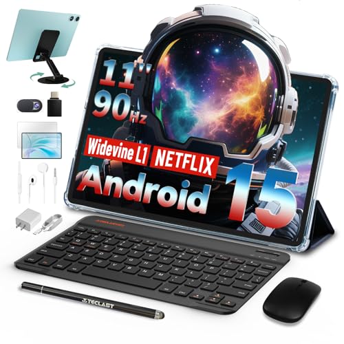 TECLAST P50Case Tablet 11 Zoll Android 15 Tablets mit Tastatur und Stift, Octa Core T7200 Gaming Tablet, 12GB+128GB(2TB TF), 1920x1200, 7000mAh, 13MP KI Kamera, 5G WiFi, Widevine L1, GPS (10-Zubehör) von TECLAST