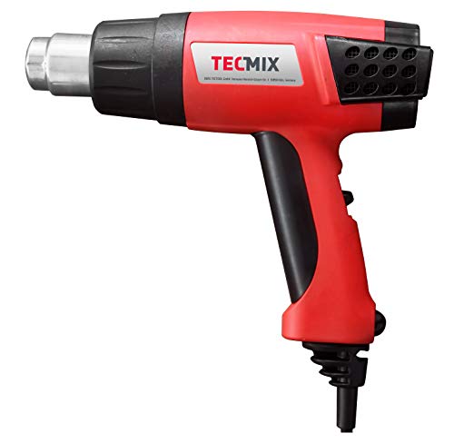 TECMIX DHG 2000 Heißluftgebläse [230V - EU] mit Digital-Display I Stufenlos regulierbare Heißluftpistole (50–630°C, 550 L/min) I Ergonomischer Softhandgriff I Inkl. Zubehör im Transportkoffer von TECMIX