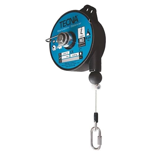 Einziehbarer Federzug TECNA LIGHT.8 – 6–8 kg Traglast, 2,5 m Seillänge – Werkzeugaufnahme für Werkstatt & Industrie | Leichter Tool Balancer mit Gummipuffer & Edelstahlseil von TECNA