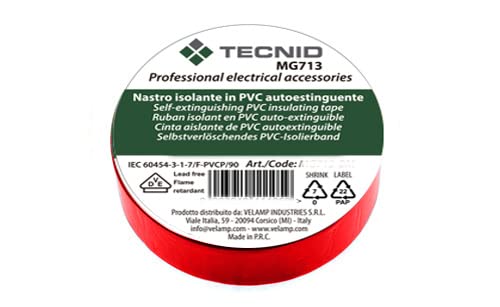 PVC-Isolierband, Dicke 0,13 mm, 15 mm x 10 m. Rot von TECNID
