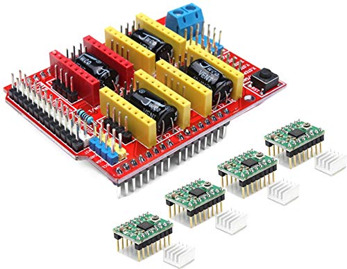 CNC-Schutzplatine + 4 Stück A4988 (grüne Farbe) Schritttreiber für 3D-Drucker von TECNOIOT