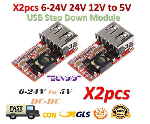 TECNOIOT 2pcs 6-24V 24V 12V to 5V USB Step Down Module DC-DC Converter | Modul 2 Stück DC-DC Buck 6-24V 12V / 24V zu 5V 3A USB Step Down Power Charger Efficiency 97,5% TECNOIOT 2pcs 6-24V 24V 12V to 5V USB Step Down Module DC-DC Converter | Modul 2 Stück DC-DC Buck 6-24V 12V / 24V zu 5V 3A USB Step Down Power Charger Efficiency 97,5% von TECNOIOT