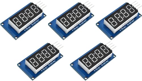 TECNOULAB 5 Stück TM1637 Digitales Röhren-LED-Modul mit roter Anode und Uhr 7 Segment 4 Bit 0,36 Zoll von TECNOULAB