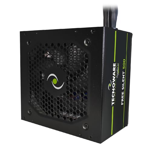 Tecnoware Power Systems - ATX-Netzteil 500, Ultrasilent 12 cm Lüfter, Überspannungsschutz, 2x SATA, 1x 24-polig, 1x 12V 4+4-polig, 2x Molex, schwarz, Größe 500 | Kompatibel mit ATX 12V v.2.01 von Tecnoware Power Systems