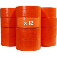 Tecplast - Lot von 12 Orangefarbenes Gewebe-Klebebandern 50 mm x 33 m zum Befestigen von Planen, Drähten und Kabeln von TECPLAST