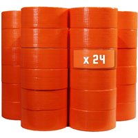 Tecplast - Lot von 24 Orangefarbenes Gewebe-Klebebandern 50 mm x 33 m zum Befestigen von Planen, Drähten und Kabeln von TECPLAST