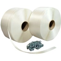 Tecplast - Pack 2 Umreifungsbänder Draht zu Draht 16 mm x 850 m + 250 gratis Schnallen - Textilband Widerstand 450kg PFF2 von TECPLAST