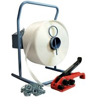 Set 1 Draht-zu-Draht-Umreifungsband 19 mm x 600 m + 1 GRATIS Spanner + 1 Abroller + Schlaufen - Widerstand 550kg - TECPLAST KFF2 von TECPLAST