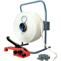 Set 1 Geflochtenes Umreifungsband 19 mm x 500 m + 1 GRATIS Spanner + 1 Abroller + Schlaufen - Widerstand 750kg - TECPLAST KFT2 von TECPLAST