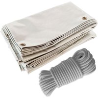Bundle Cremeweiss Pergola-Plane 3x4 m + Elastisches Gummiseil Grau 20m - Pergola-Plane Tecplast LP506PR 5 Jahre Garantie von TECPLAST
