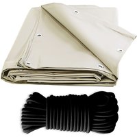 Bundle Elfenbein Pergola-Plane 3x4 m Sonnenschutz + Elastisches Gummiseil Schwarz 20m - Pergola-Plane Tecplast XP680M2PR 15 Jahre Garantie von TECPLAST