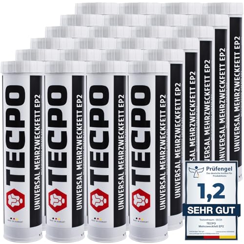 24x TECPO Universal Mehrzweckfett 400g– Kartusche Schmierfett, Lithiumfett, Universalfett, KFZ-Schmierung, wasserbeständig 24x TECPO Universal Mehrzweckfett 400g– Kartusche Schmierfett, Lithiumfett, Universalfett, KFZ-Schmierung, wasserbeständig von TECPO