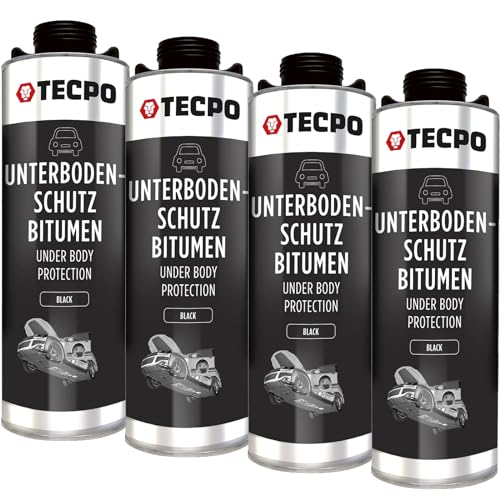 TECPO 4x Bitumen Unterbodenschutz schwarz, 1 Liter Steinschlagschutz UBS Autolack Rostmittel Korrosionsschutz mit Anti-Dröhn-Wirkung in Saugdose 1L TECPO 4x Bitumen Unterbodenschutz schwarz, 1 Liter Steinschlagschutz UBS Autolack Rostmittel Korrosionsschutz mit Anti-Dröhn-Wirkung in Saugdose 1L von TECPO