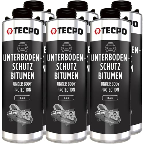 TECPO 6x Bitumen Unterbodenschutz schwarz, 1 Liter Steinschlagschutz UBS Autolack Rostmittel Korrosionsschutz mit Anti-Dröhn-Wirkung in Saugdose 1L TECPO 6x Bitumen Unterbodenschutz schwarz, 1 Liter Steinschlagschutz UBS Autolack Rostmittel Korrosionsschutz mit Anti-Dröhn-Wirkung in Saugdose 1L von TECPO
