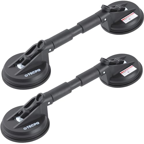 TECPO 2x Gummi-Doppelsauger Ø 118 mm, Tragkraft Saugheber 100 kg, flexibler Kopf, Schnell-Lösehebel, ideal für Scheibenausbau & Transport, stabiler Handgriff, Aussparung für Ratschengurt, Länge 410 mm von TECPO
