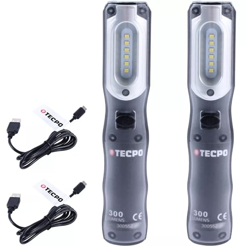 TECPO 2x Werkstattlampe Akku Handlampe 300 Lumen LED Arbeitsleuchte Stablampe IP54 Leuchte Lampe von TECPO