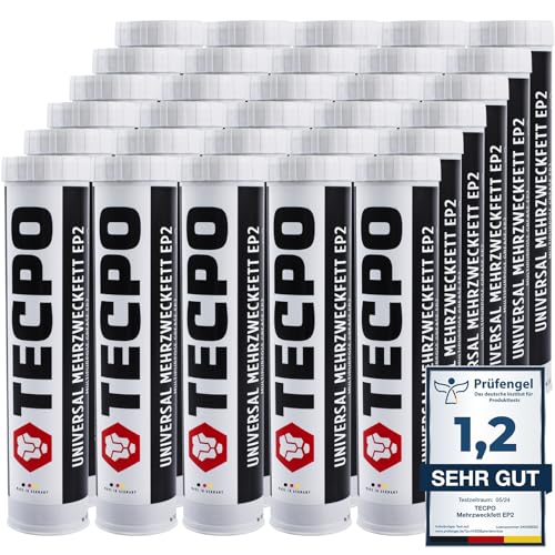 TECPO Universal Mehrzweckfett EP2 400g Kartusche Schmierfett, Lithiumfett, Universalfett, KFZ-Schmierung, wasserbeständig, KP2K-30 Lithium Fett (30x 400g) von TECPO