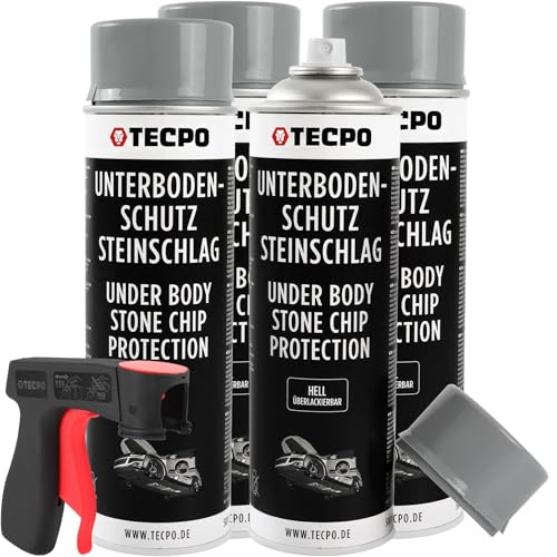 TECPO 4x Unterbodenschutz überlackierbar hell, 500 ml + Pistolengriff TECPO 4x Unterbodenschutz überlackierbar hell, 500 ml + Pistolengriff von TECPO