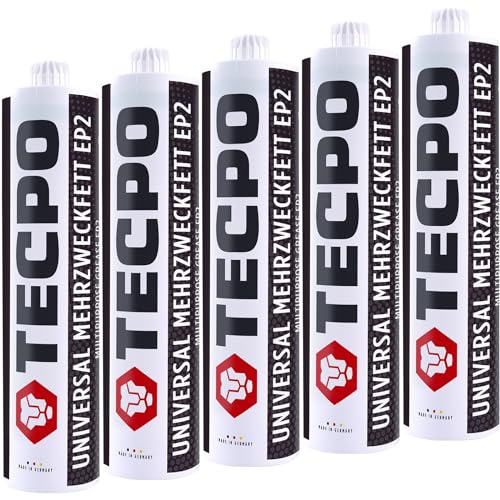 TECPO 5x Universal Mehrzweckfett 500g EP2 Lithium Fett Schmierfett Lithiumfett universell einsetzbares Langzeitfett temperaturbeständiges Gleit- Wälzlager Fett wasserbeständig von TECPO