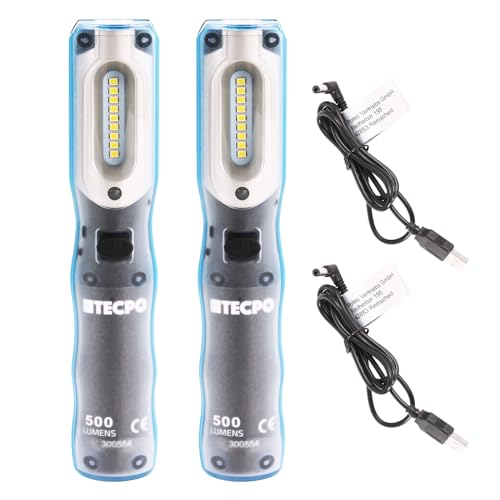 TECPO Akku Werkstattlampe 500 Lumen Handlampe 6500K LED Stab-Lampe Leuchte von TECPO