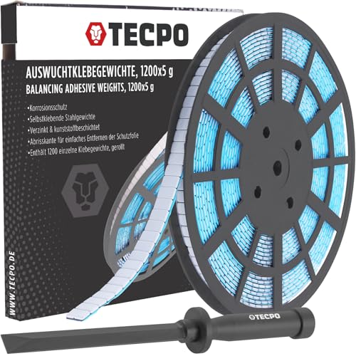TECPO Auswuchtgewichte, 1200x Klebegewichte Stahlgewichte + Kunststoffschaber von TECPO