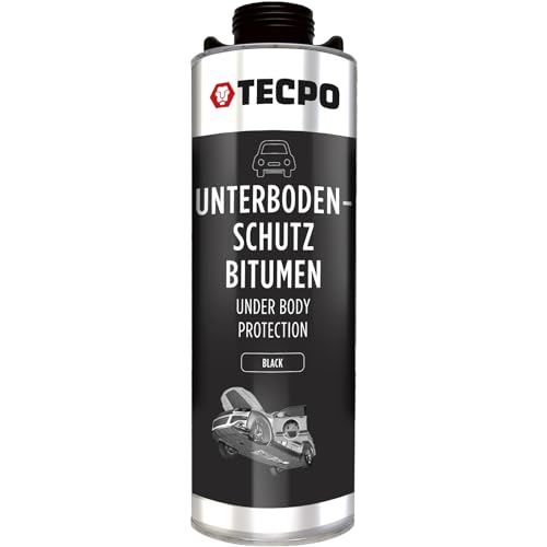 TECPO Bitumen Unterbodenschutz schwarz, 1 Liter Steinschlagschutz UBS Autolack Rostmittel Korrosionsschutz mit Anti-Dröhn-Wirkung in Saugdose 1L von TECPO