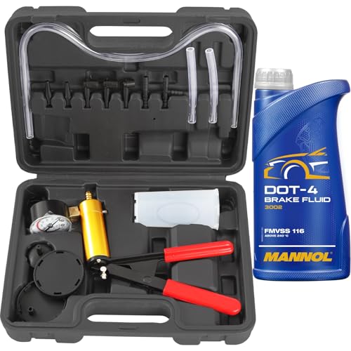 TECPO Bremsentlüfter Vakuumpumpe Unterdruckpumpe und Bremsflüssigkeit DOT-4, 910g von TECPO