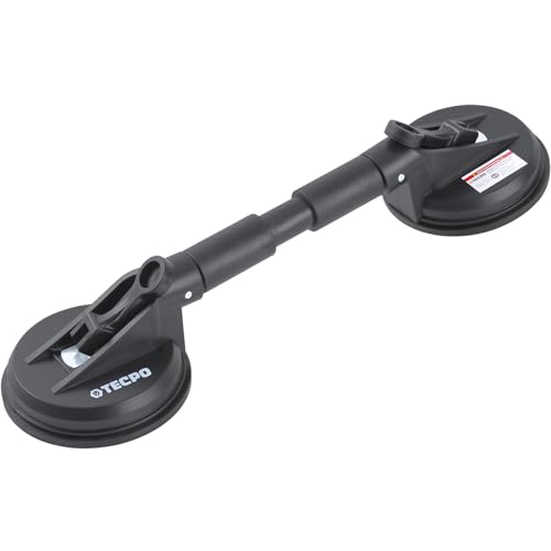 TECPO Gummi-Doppelsauger Ø 118 mm, Tragkraft Saugheber 100 kg, flexibler Kopf, Schnell-Lösehebel, ideal für Scheibenausbau & Transport, stabiler Handgriff, Aussparung für Ratschengurt, Länge 410 mm von TECPO