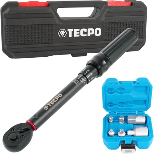 TECPO Drehmomentschlüssel 1/4 Zoll 5-25Nm + Adapter-Satz von TECPO