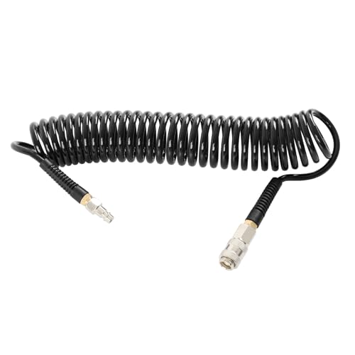 TECPO Druckluft Spiralschlauch 6 m mit Schnellkupplung und Stecknippel, Knickschutz und Luftschlauch aus PU von TECPO