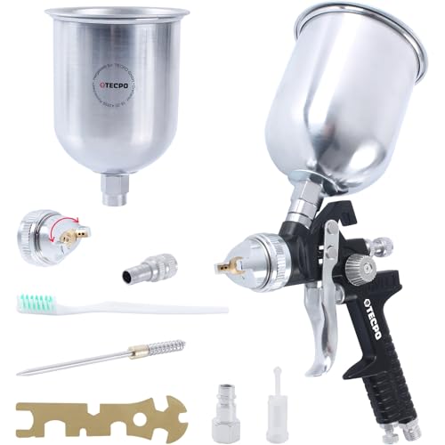 TECPO HVLP Lackierpistole 600 ml Sprühpistole Druckluft Spritzpistole 1.4 mm Düse Pistole lackieren Farbsprühpistole Spraypistole TECPO HVLP Lackierpistole 600 ml Sprühpistole Druckluft Spritzpistole 1.4 mm Düse Pistole lackieren Farbsprühpistole Spraypistole von TECPO