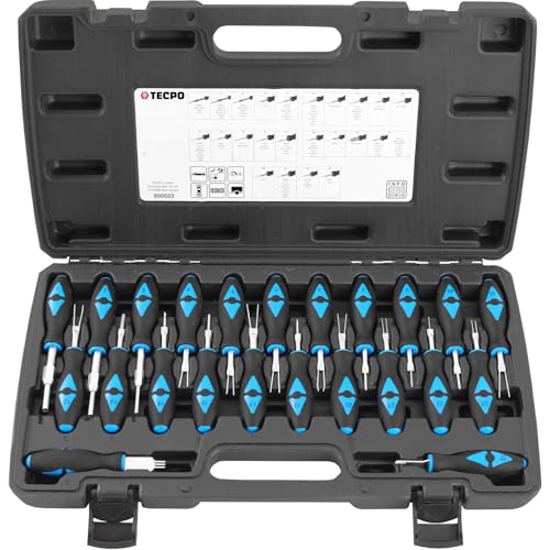 TECPO ISO Stecker Auspinnwerkzeug Set 23-teilig Auto KFZ Stecker Elektrik Entriegelungswerkzeug Terminal Entfernung von Steckverbinder, Kabelsteckern und Steckerkontakte Entriegelungs-Satz von TECPO
