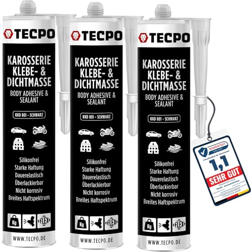TECPO Karosseriekleber 3x370g Karosserie Kleber und Dichtmasse Klebstoff Dichtmittel silikonfrei dauerelastisch überlackierbar von TECPO