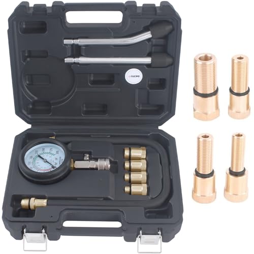 TECPO Kompressionstester Set Benzin Motor Kompression Prüfer Messer Adapter kurz und lang von TECPO