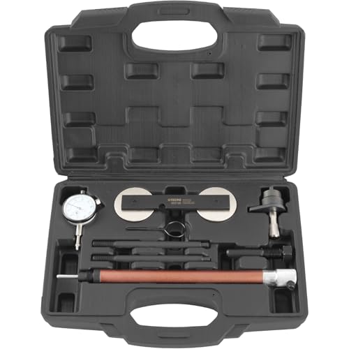 TECPO Motor Einstellwerkzeug Satz VAG 1.2 1.4 1.6 FSI TSI TFSI geeignet für Audi, VW, Seat, Skoda Nockenwellen-Kurbelwellen-Arretierung, inkl. Messuhr, OEM T10171 T10340 T10414, Steuerkettenwechsel von TECPO